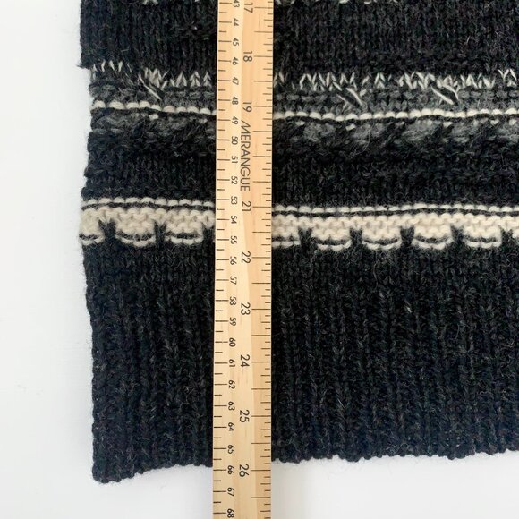 Vintage Giordano Wool Sweater Cowl Neck Striped Black White Fisherman Cozycore - Picture 7 of 11